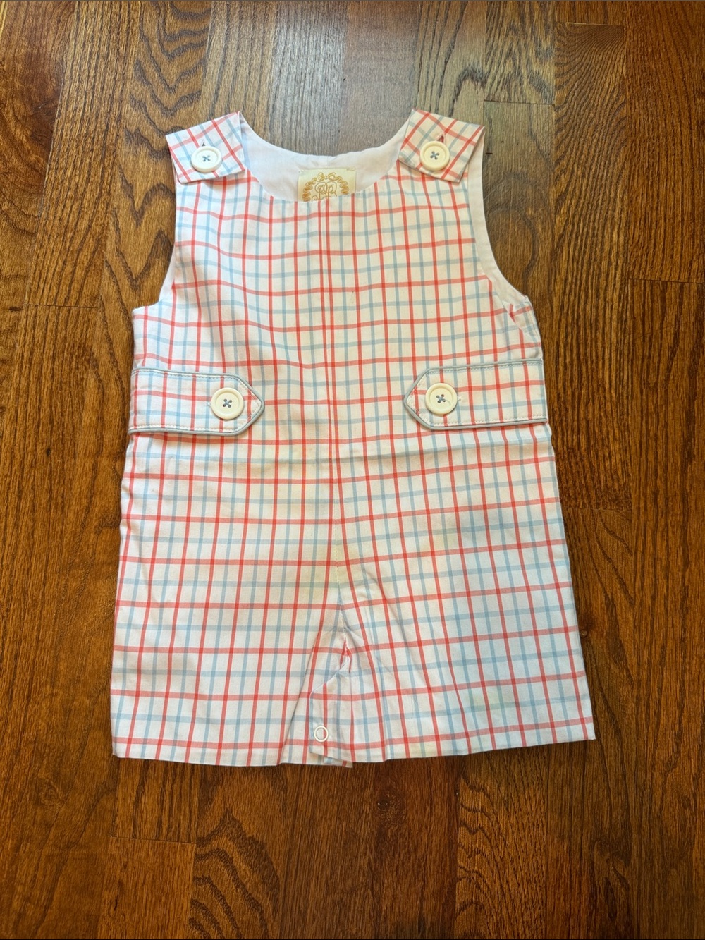 The Beaufort Bonnet Company Pink & Blue Plaid Toddler Shortall